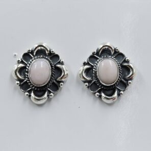 Pink Opal 0.75" 925 Sterling Silver Stud Earrings (REXT36-171)