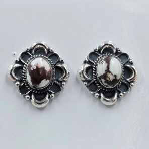 Wild Horse Jasper 925 Sterling Silver Stud Earrings (REXT36-187)