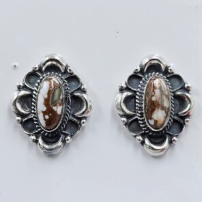 Wild Horse Jasper 925 Sterling Silver Stud Earrings (REXT36-190)