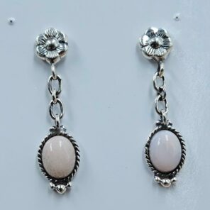 Pink Opal 1.25" 925 Sterling Silver Stud Earrings (REXT36-173)