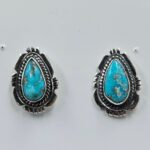 White Water Turquoise 0.75" 925 Sterling Silver Stud Earrings (REXT32-66)