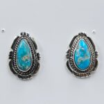 White Water Turquoise 0.75" 925 Sterling Silver Stud Earrings (REXT32-67)