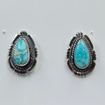 White Water Turquoise 0.75" 925 Sterling Silver Stud Earrings (REXT32-68)