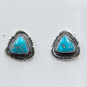 White Water Turquoise 0.5" 925 Sterling Silver Stud Earrings (REXT32-75)