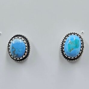 Golden Hills Turquoise 0.5" 925 Sterling Silver Stud Earrings (REXT32-93)