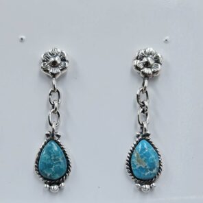 White Water Turquoise 1.25" 925 Sterling Silver Stud Earrings (REXT32-80)