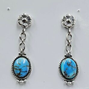 Golden Hills Turquoise 1.25" 925 Sterling Silver Stud Earrings (REXT32-96)