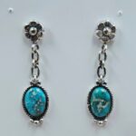 White Water Turquoise 1.25" 925 Sterling Silver Stud Earrings (REXT32-84)