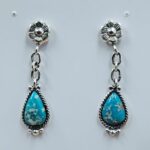 White Water Turquoise 1.25" 925 Sterling Silver Stud Earrings (REXT32-83)