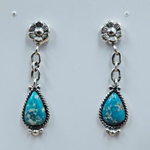 White Water Turquoise 1.25" 925 Sterling Silver Stud Earrings (REXT32-83)