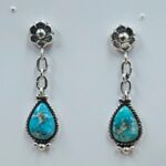 White Water Turquoise 1.25" 925 Sterling Silver Stud Earrings (REXT32-81)