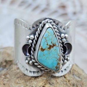 Mine 8 Turquoise Matt Finish Size US 11 925 Sterling Silver Ring (REXT88-228)
