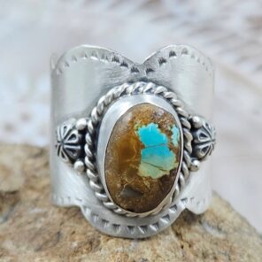 Mine 8 Turquoise Matt Finish Size US 8 925 Sterling Silver Ring (REXT88-232)