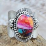 Pink Dahlia Turquoise Matt Finish Size US 8 925 Sterling Silver Ring (REXT88-210)