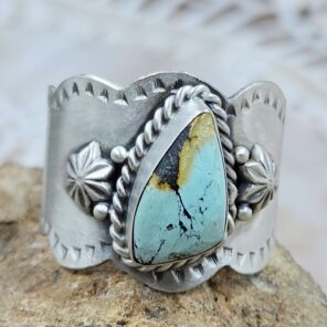 Black Jack Turquoise Matt Finish Size US 11 925 Sterling Silver Ring (REXT88-238)