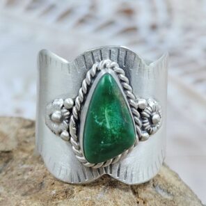 Yungai Green Turquoise Matt Finish Size US 9 925 Sterling Silver Ring (REXT88-198)