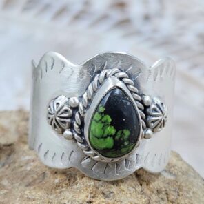 Yungai Green Turquoise Matt Finish Size US 11 925 Sterling Silver Ring (REXT88-203)