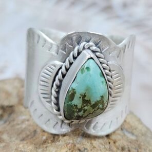Mine 8 Turquoise Matt Finish Size US 10 925 Sterling Silver Ring (REXT88-230)