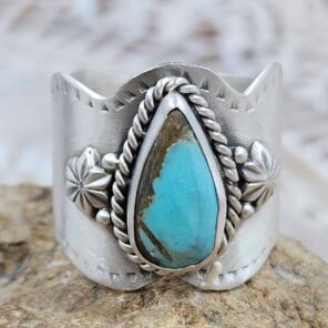 Mine 8 Turquoise Matt Finish Size US 10 925 Sterling Silver Ring (REXT88-229)