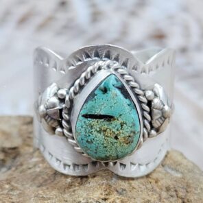 Black Jack Turquoise Matt Finish Size US 11 925 Sterling Silver Ring (REXT88-240)