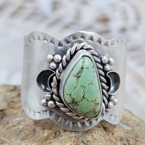 Yungai Green Turquoise Matt Finish Size US 10 925 Sterling Silver Ring (REXT88-201)