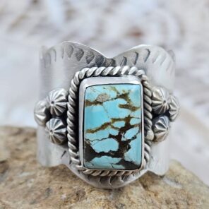 Mine 8 Turquoise Matt Finish Size US 9 925 Sterling Silver Ring (REXT88-231)