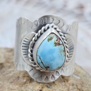Golden Hills Turquoise Matt Finish Size US 8 925 Sterling Silver Ring (REXT88-247)