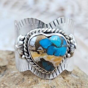 Spiny Oyster Turquoise Matt Finish 925 Sterling Silver Ring (REXT88-249)