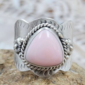 Pink Queen Conch Matt Finish Size US 9 925 Sterling Silver Ring (REXT88-243)