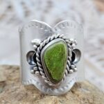 Yungai Green Turquoise Matt Finish Size US 8 925 Sterling Silver Ring (REXT88-204)
