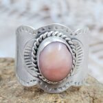 Pink Opal Matt Finish Size US 10 925 Sterling Silver Ring (REXT88-245)