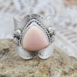 Pink Queen Conch Matt Finish Size US 6 925 Sterling Silver Ring (REXT80-56)