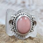 Pink Opal Matt Finish Size US 11 925 Sterling Silver Ring (REXT88-246)