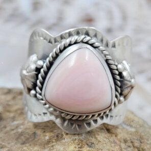 Pink Queen Conch Matt Finish Size US 9 925 Sterling Silver Ring (REXT88-242)