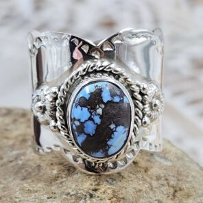White Water Turquoise Size US 8 Sterling Silver Ring (RS7-364)