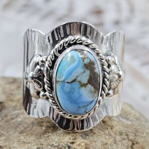 White Water Turquoise Size US 8 Sterling Silver Ring (RS7-363)