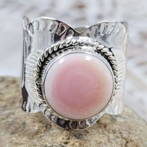 Pink Queen Conch Size US 9 Sterling Silver Ring (RS7-394)