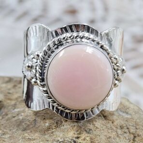 Pink Queen Conch Size US 9 Sterling Silver Ring (RS7-395)