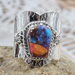 Pink Dahlia Turquoise Size US 8 Sterling Silver Ring (RS7-372)