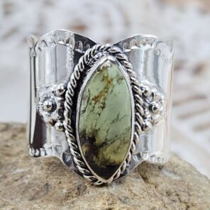 Black Jack Turquoise Size US 10 925 Sterling Silver Ring (RS7-384)