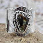 Black Jack Turquoise Size US 9 Sterling Silver Ring (RS7-382)