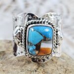 Pink Dahlia Turquoise Size US 10 Sterling Silver Ring (RS7-376)