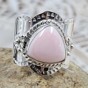 Pink Queen Conch Size US 8 Sterling Silver Ring (RS7-393)