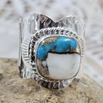 Pink Dahlia Turquoise Size US 8 Sterling Silver Ring (RS7-371)