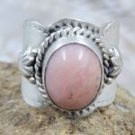 Pink Opal Matt Finish Size US 7 925 Sterling Silver Ring (REXT80-53)