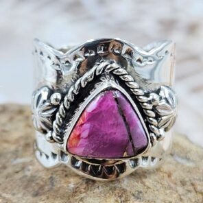 Pink Dahlia Turquoise Size US 7 925 Sterling Silver Ring (REXT88-274)