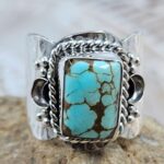 Mine 8 Turquoise Size US 7 925 Sterling Silver Ring (REXT88-268)