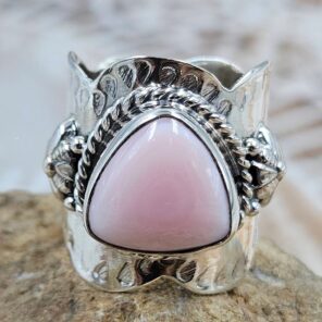 Pink Queen Conch Size US 6 925 Sterling Silver Ring (REXT88-271)