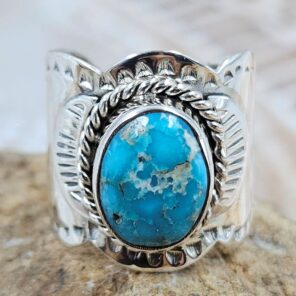 White Water Turquoise Size US 6 925 Sterling Silver Ring (REXT88-276)