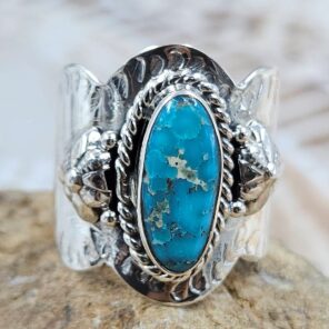 White Water Turquoise Size US 7 925 Sterling Silver Ring (REXT88-277)